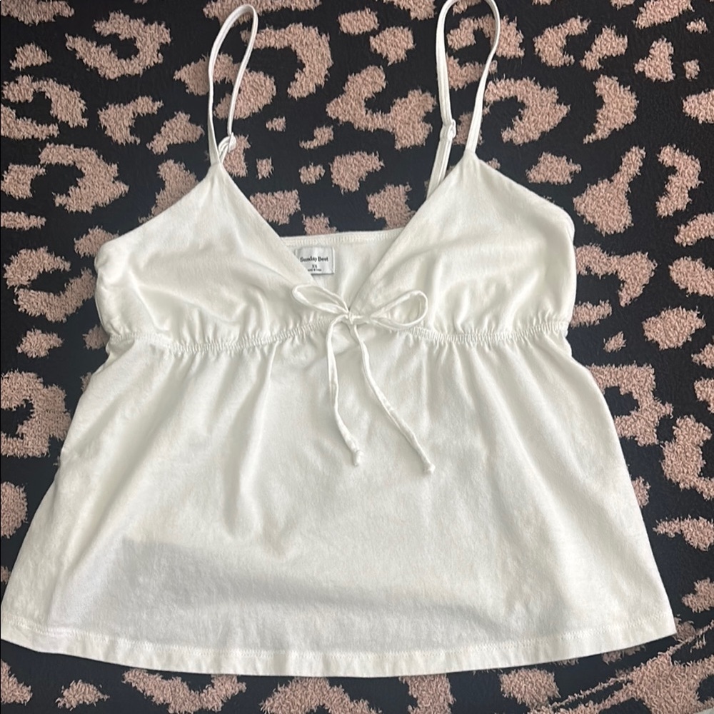 Aritzia White Tie Front Sleeveless Camisole